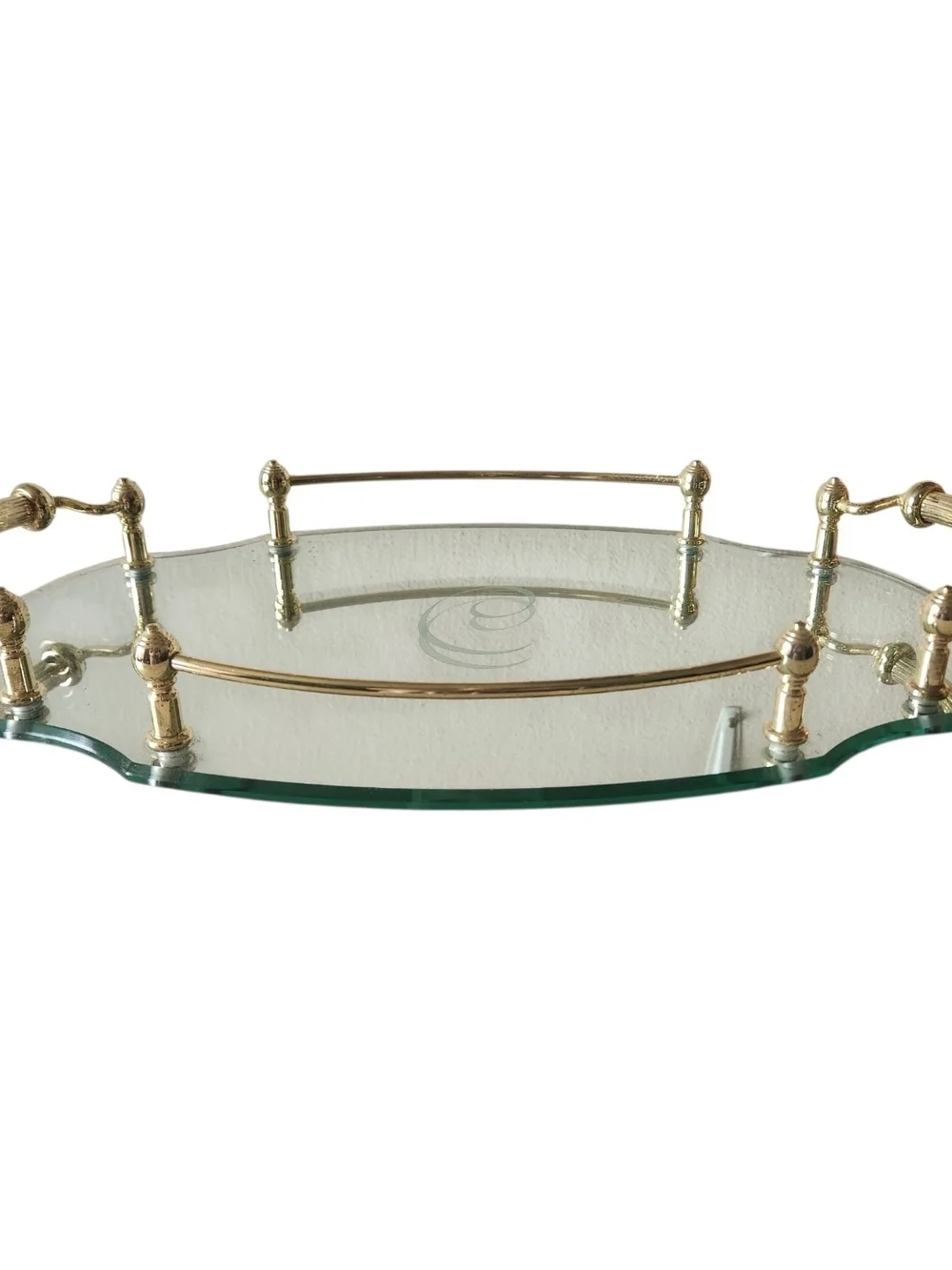 Vanity Mirror Tray with Brass Accents Regency Hollywood Style. Frontgate 15 X 9